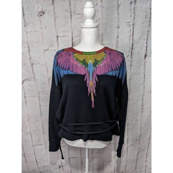 Marcelo Burlon Colorful Wings Black Sweatshirt Oversized Pullover Sz XS‎ - Picture 1 of 8